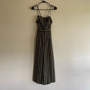 Olive green striped jumpsuit
